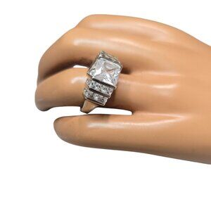 Dee Berkle Vintage Sterling Silver Cubic Zirconia Engagement Ring Size 9